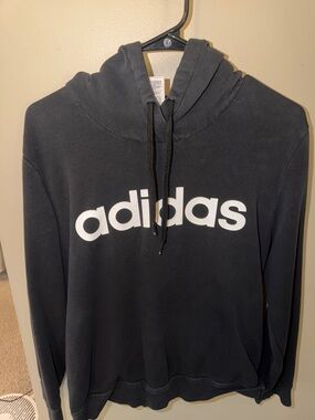 adidas Black Crewneck Logo Hoodie Sweatshirt